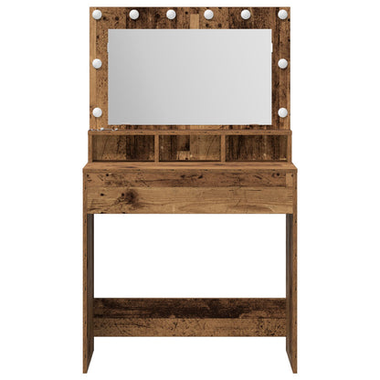 Kaptafel Met Led-Verlichting Oude Hout Oud hout 79 x 41 x 135 cm