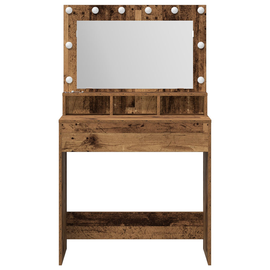Kaptafel Met Led-Verlichting Oude Hout Oud hout 79 x 41 x 135 cm