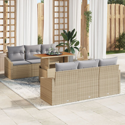Set Van 5 Beige En Grijs Rattan En Polyester Medium
