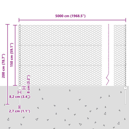 Hekpalen 22 Stuks U-Kanaal Grijs 150 Cm Staal,  Zeshoekig Hek Grijs 1.5X50 M Staal