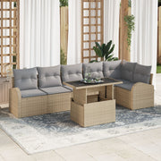 Loungeset 7-delig polyrattan beige lichtgrijs