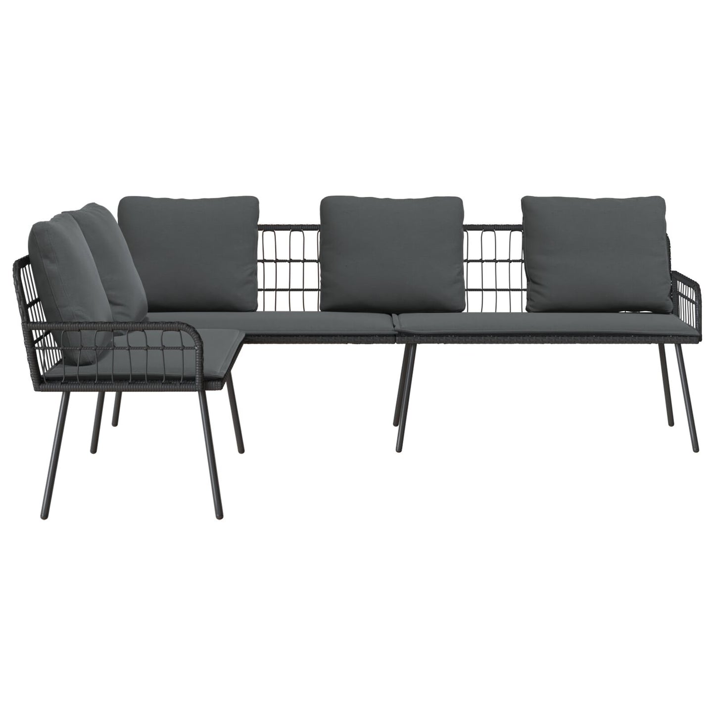 L-Vormige Bank 231X173X78 Cm Poly Rattan Zwart en donkergrijs