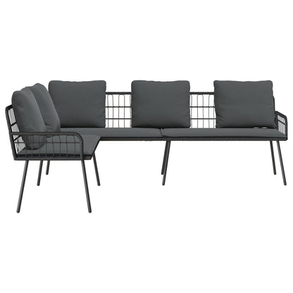 L-Vormige Bank 231X173X78 Cm Poly Rattan Zwart en donkergrijs