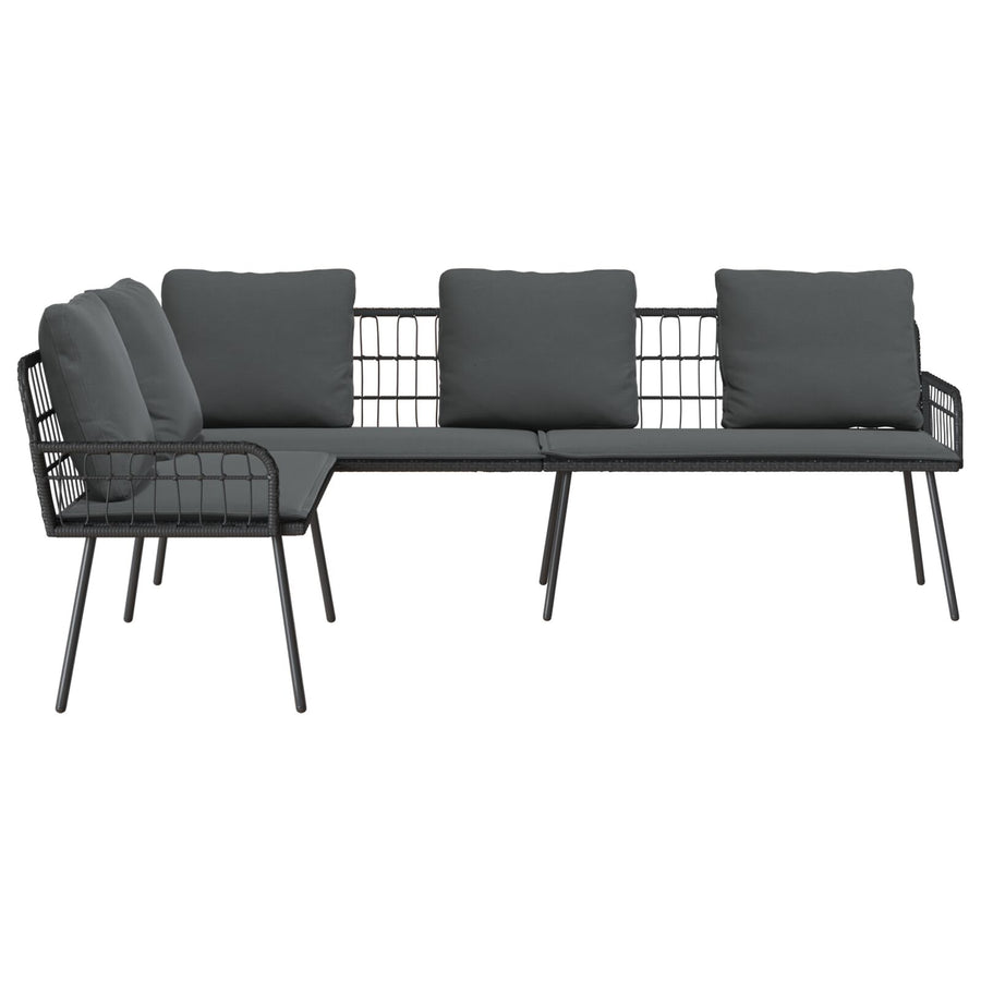 L-Vormige Bank 231X173X78 Cm Poly Rattan Zwart en donkergrijs