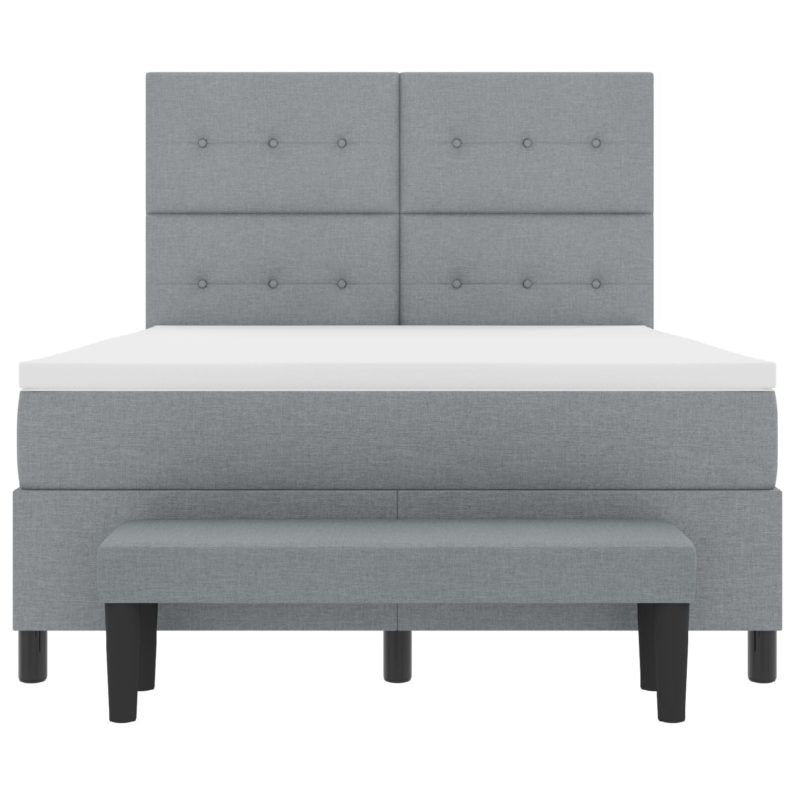 Boxspringbed Met Matras & Bank Stof Lichtgrijs 140 x 200 cm Met knopen