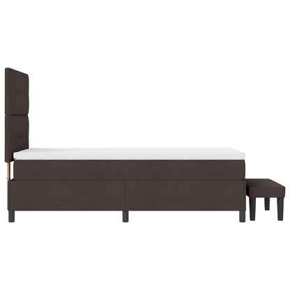 Boxspringbed Met Matras En Bankje Stof Donkerbruin 90 x 190 cm Knopgehemde