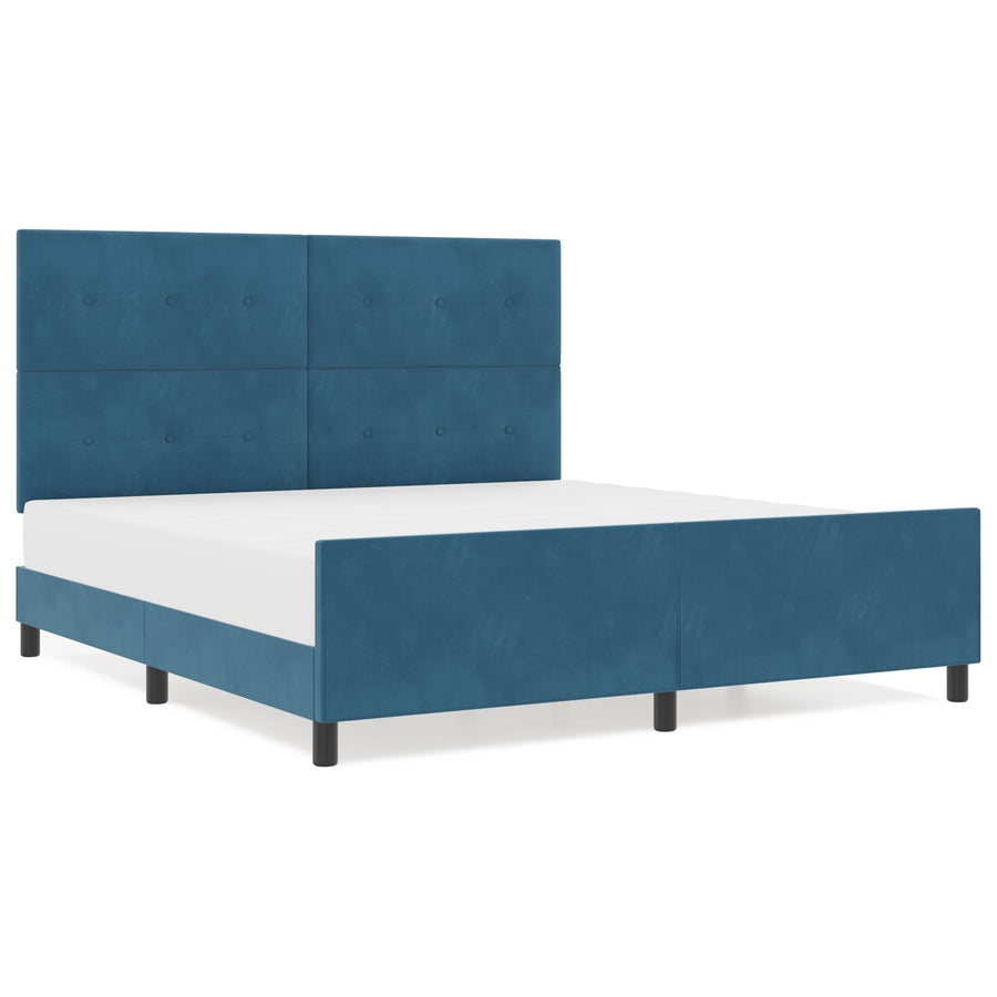 Bedframe Donkerblauw 180X200 Cm Fluweel Crème