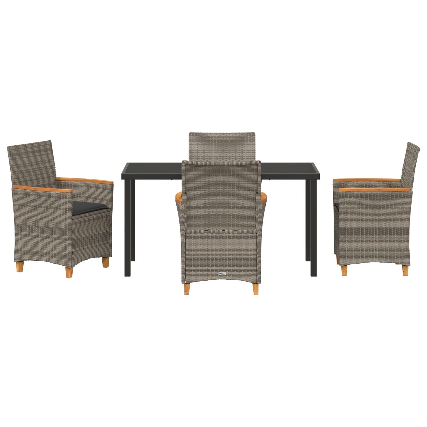 5-Delige Tuin Eetset Met Kussens Grijs Poly Rattan