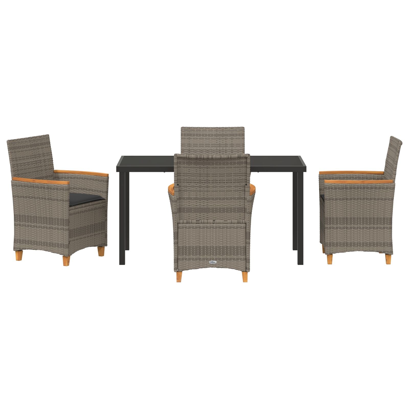5-Delige Tuin Eetset Met Kussens Grijs Poly Rattan