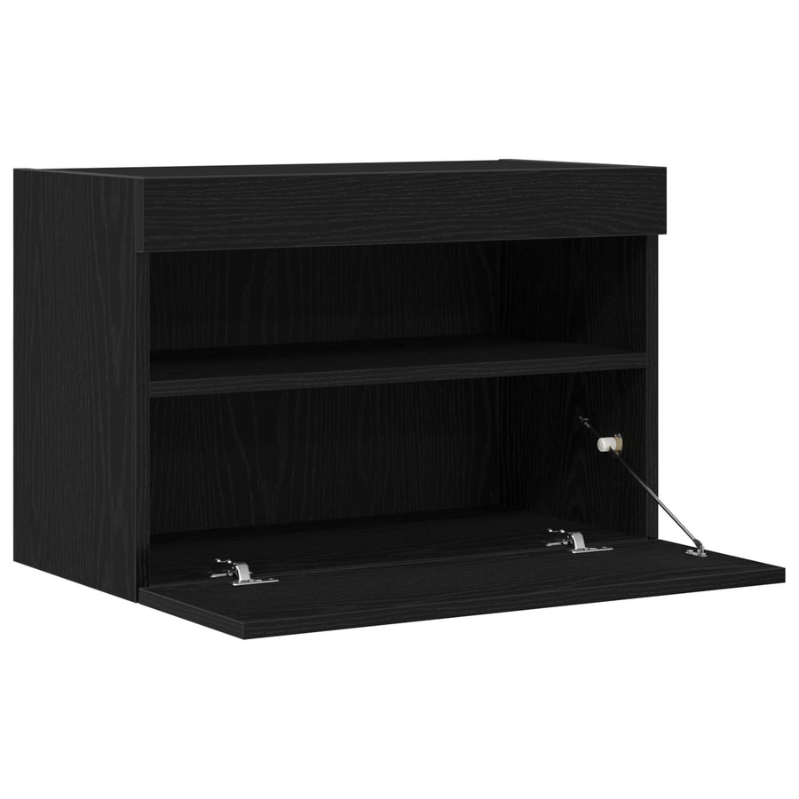 Tv Wandkasten Met Led-Verlichting 2 Stuks Zwart eiken