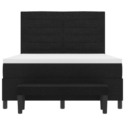 Boxspringbed Met Matras En Bank Stof Zwart 140 x 190 cm Lijnen ontwerp