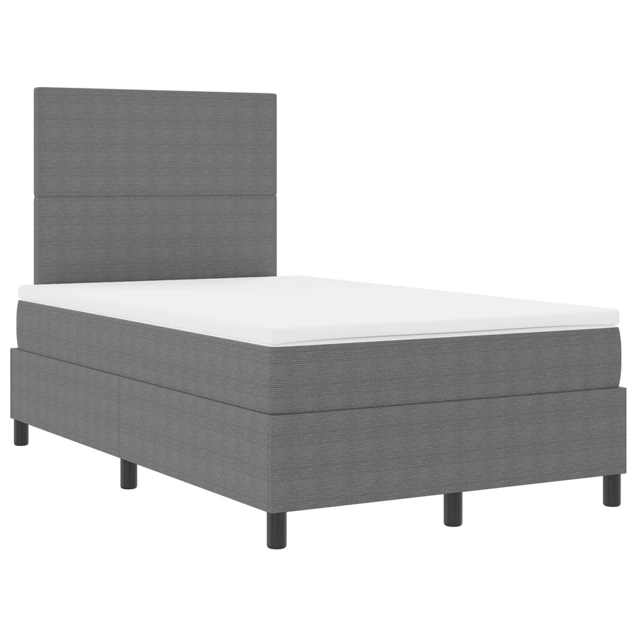 Boxspringbed Met Matras Lichtgrijs Klein Tweepersoons Corduroy Stof