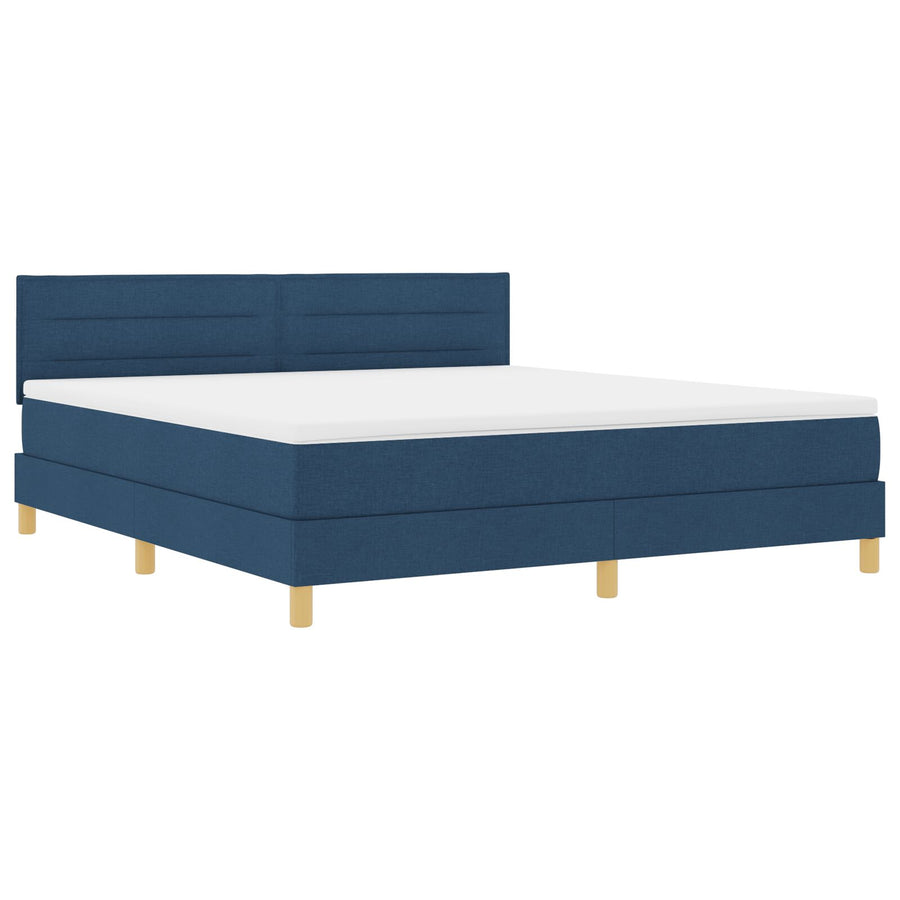 Boxspring Bed Met Matras Blauw 180X200 Cm Stof Crème