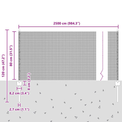 Gelaste Draadhek Met 11 U-Palen Zilver 0.8X25 M Staal