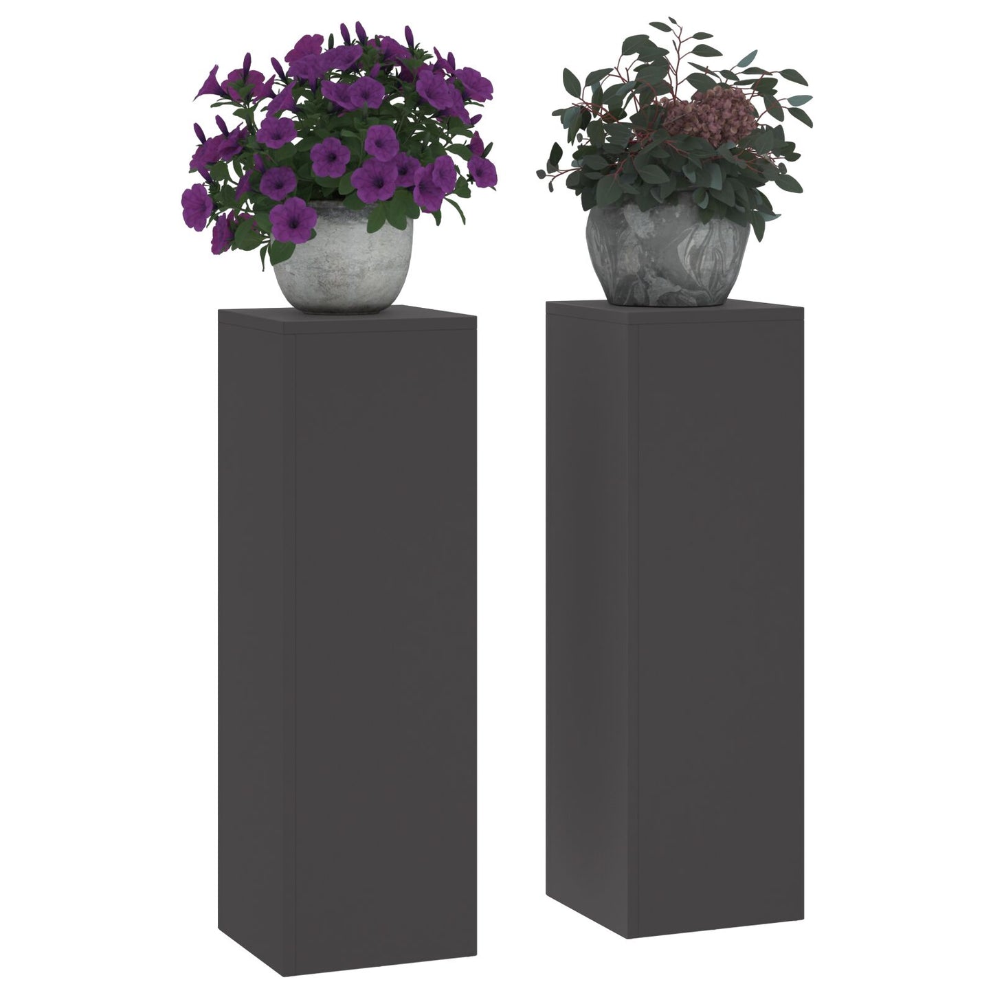 Buiten Plantstands Pilaar 2 Stuks 24X24X75 Cm Staal Zwart 2x (75 cm)