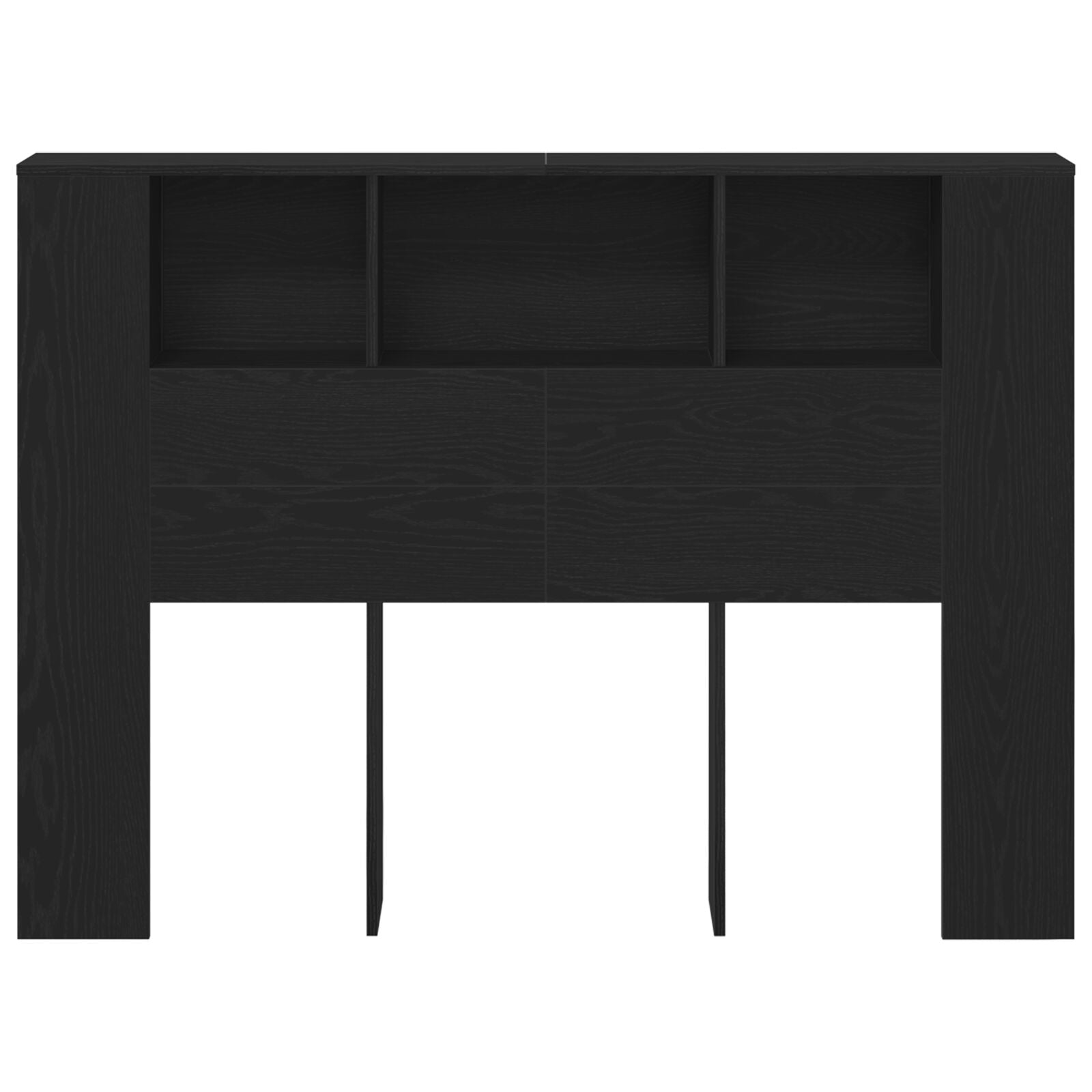 Zwarte Eikenhouten Hoofdbordkast - 140X19X104.5 Cm - Gemaakt Van Engineered Wood