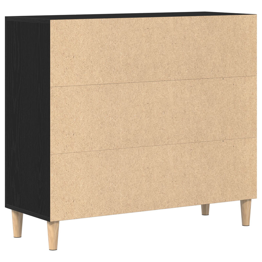 Sideboard Zwart Eiken 90X34X80 Cm Houtbewerkt
