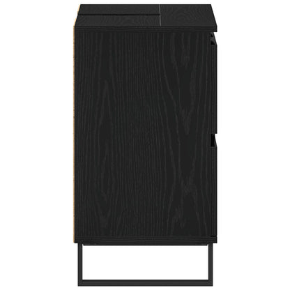 Badkamer Waskast Zwart Eiken 80X33X60 Cm Bewerkt Hout