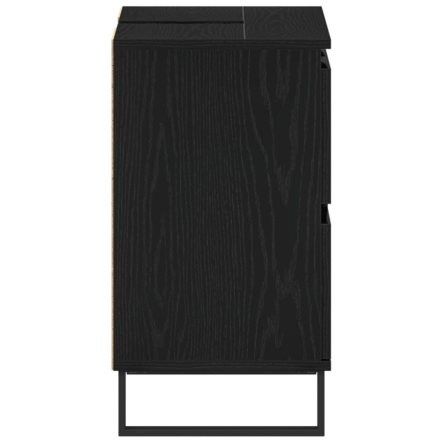 Badkamer Waskast Zwart Eiken 80X33X60 Cm Bewerkt Hout