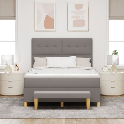 Boxspringbed Met Matras En Bank Stof Taupe 160 x 200 cm Knopgeplooid