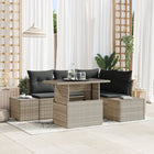 Tuin loungeset poly rattan lichtgrijs 5-delig