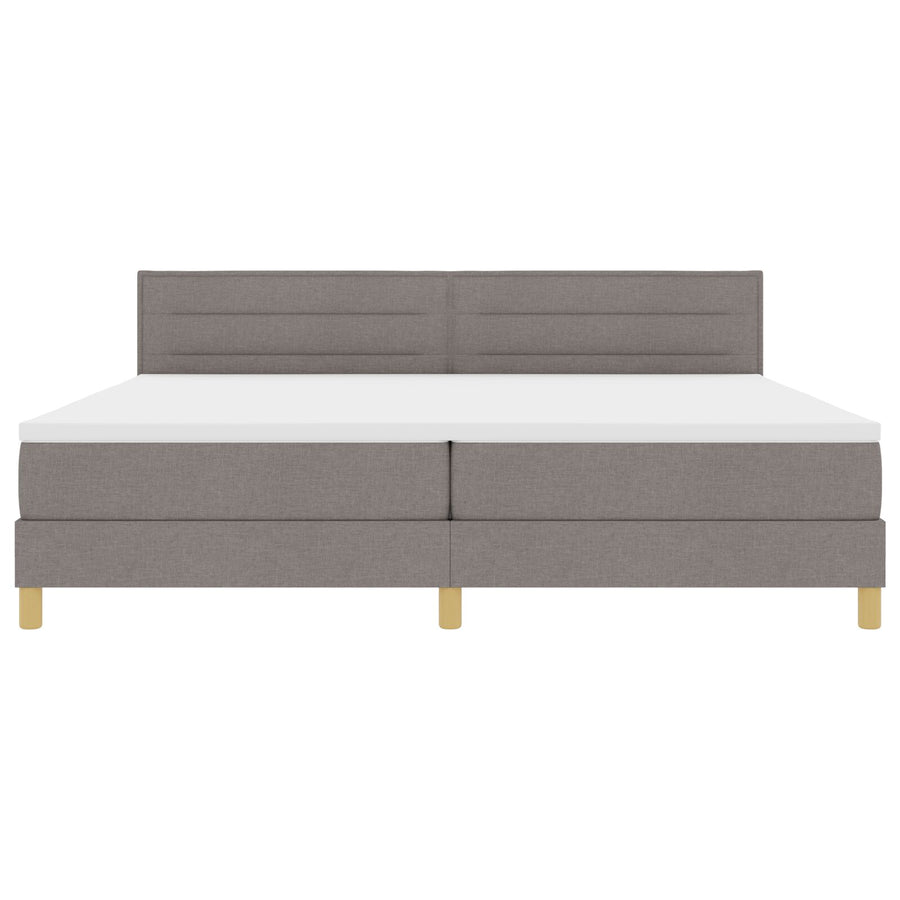 Boxspring Bed Met Matras Stof Taupe 200 x 200 cm Lijnen ontwerp