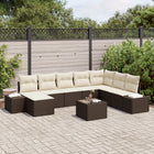 Garden Sofa Set with cushions 9 pcs Brown poly rattan