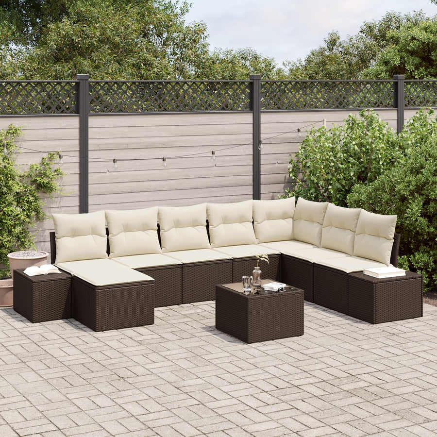 8-Delige Tuin Sofa Set Met Kussens Grijze Poly Rattan