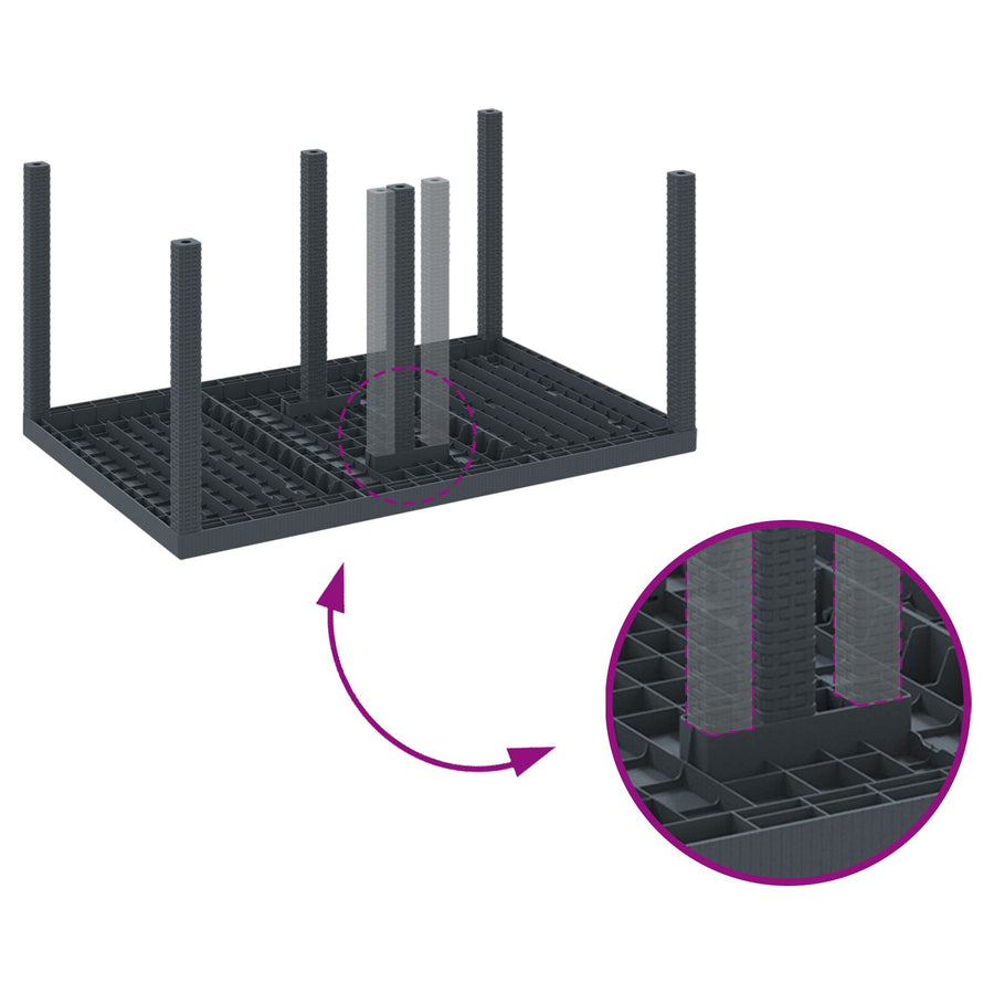 7-Delige Tuin Eettafel Set Antraciet Poly Rattan