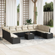 Loungeset polyrattan 11-delig zwart