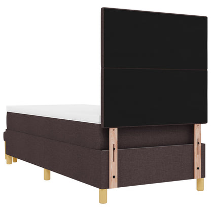 Boxspring Bed Met Matras & Bank Stof Donkerbruin 90 x 200 cm Knoopgevel