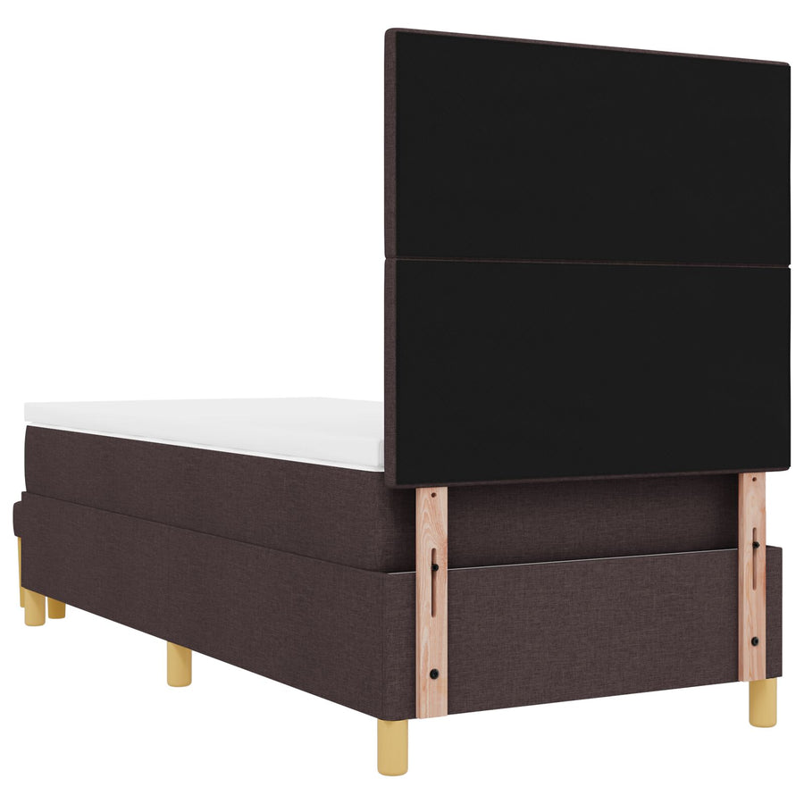 Boxspring Bed Met Matras & Bank Stof Donkerbruin 90 x 200 cm Knoopgevel