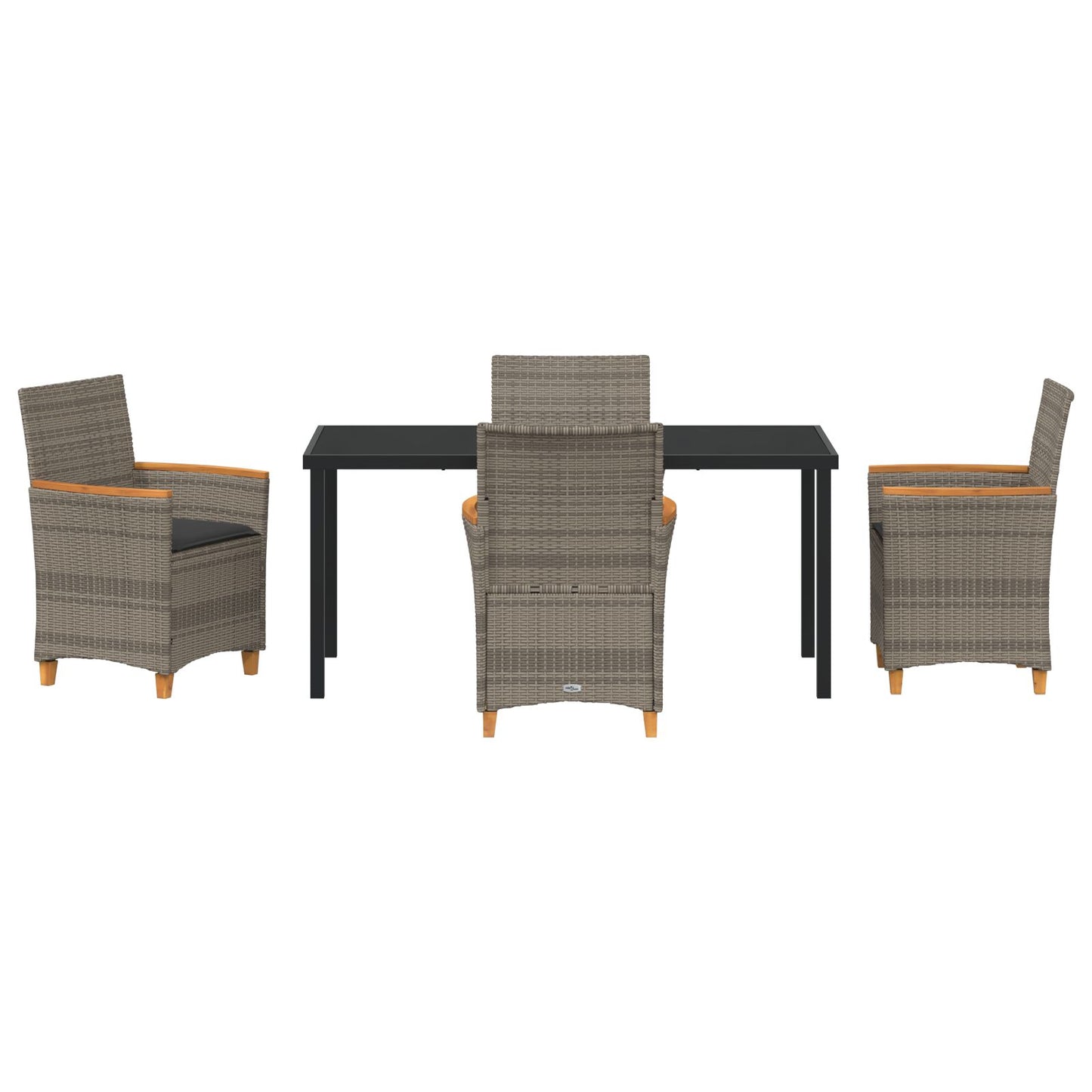 5-Delige Tuinset Met Kussens Grijs Poly Rattan
