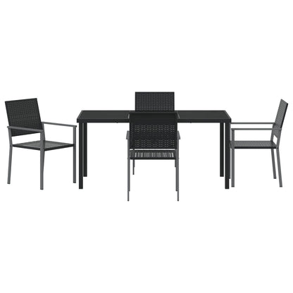 Set Van 3 Zwart Pe Rattan, Gepoedercoat Staal 54X62.5X89 Cm