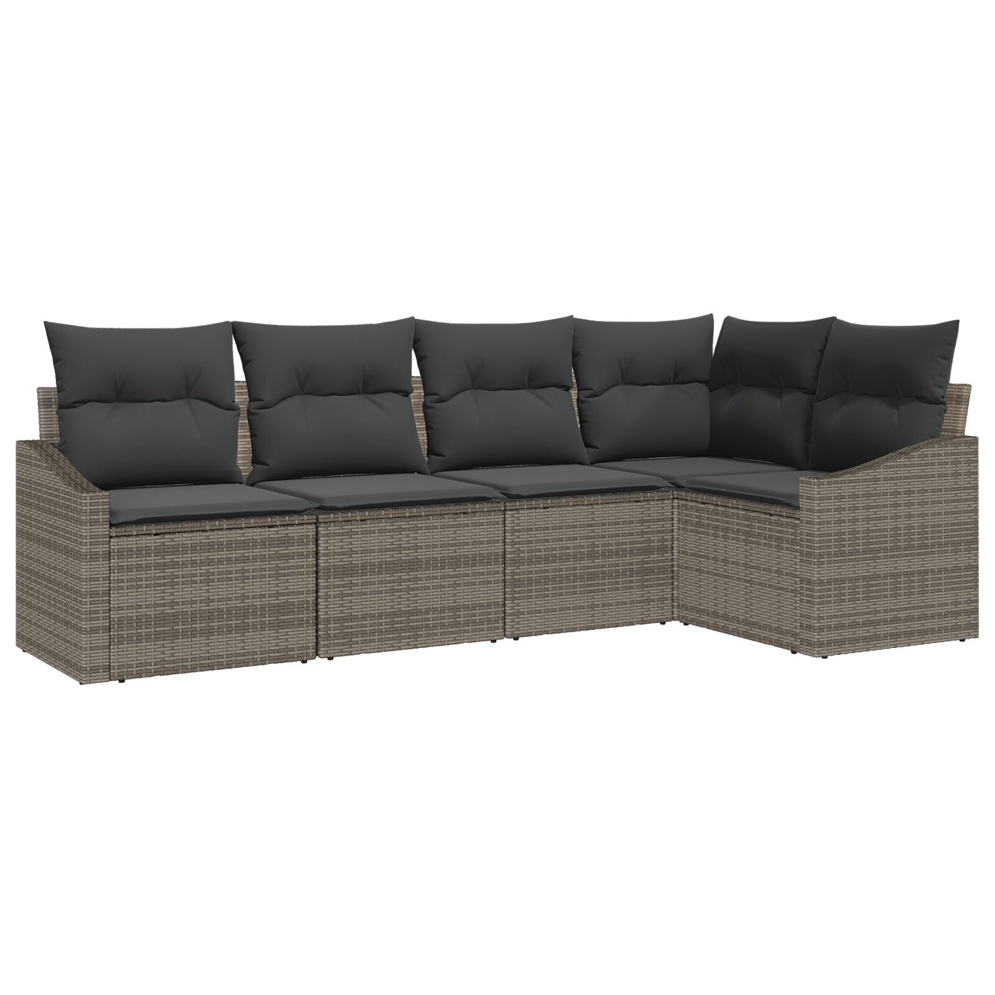 5-Delige Tuin Sofa Set Met Kussens Poly Rattan Grijs zonder tafel