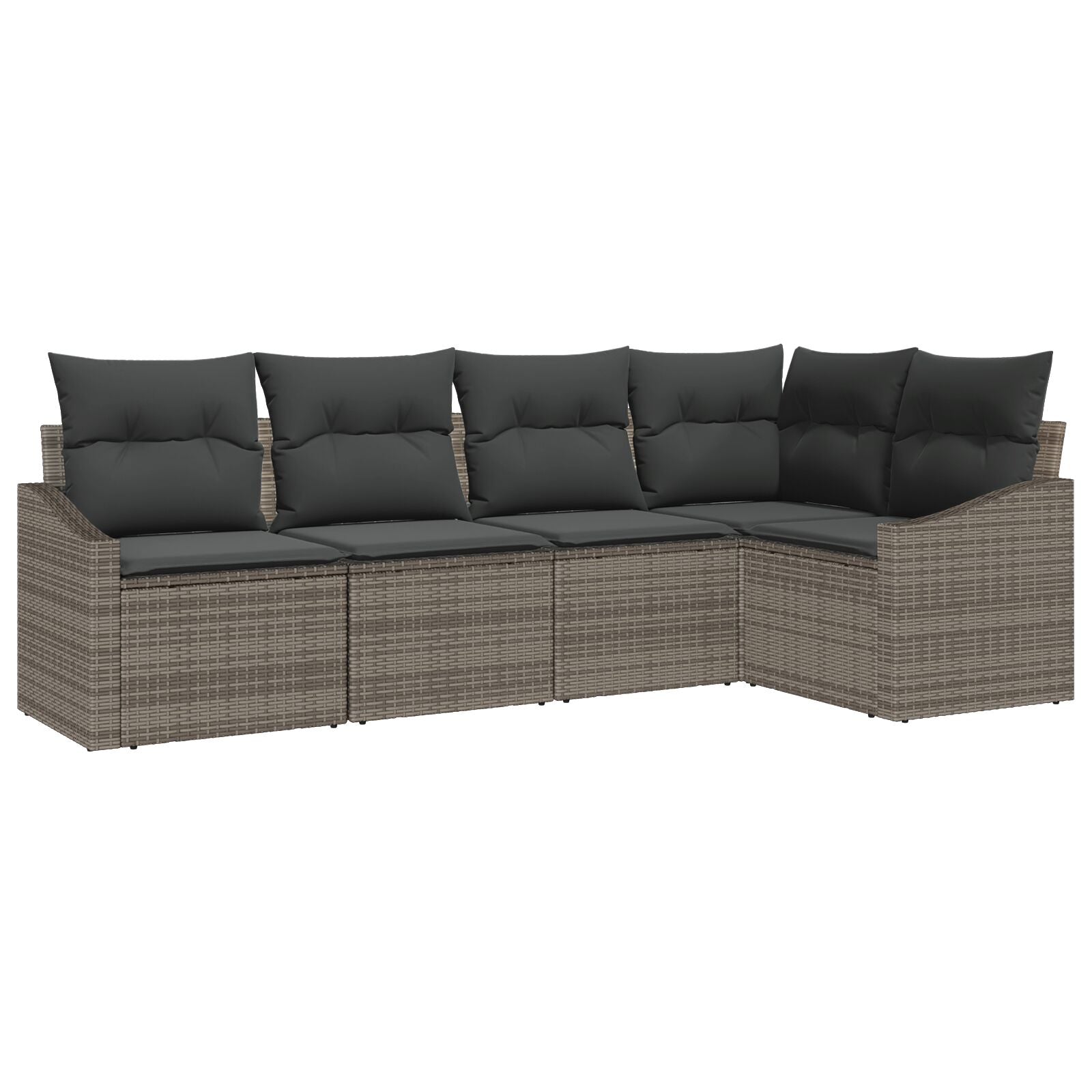5-Delige Tuin Sofa Set Met Kussens Poly Rattan Grijs zonder tafel