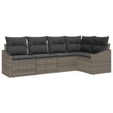 5-Delige Tuin Sofa Set Met Kussens Poly Rattan Grijs zonder tafel