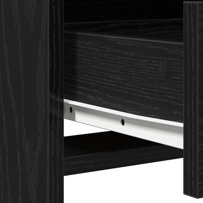 2-Delige Kaptafelset Met Led Zwart Bewerkt Hout
