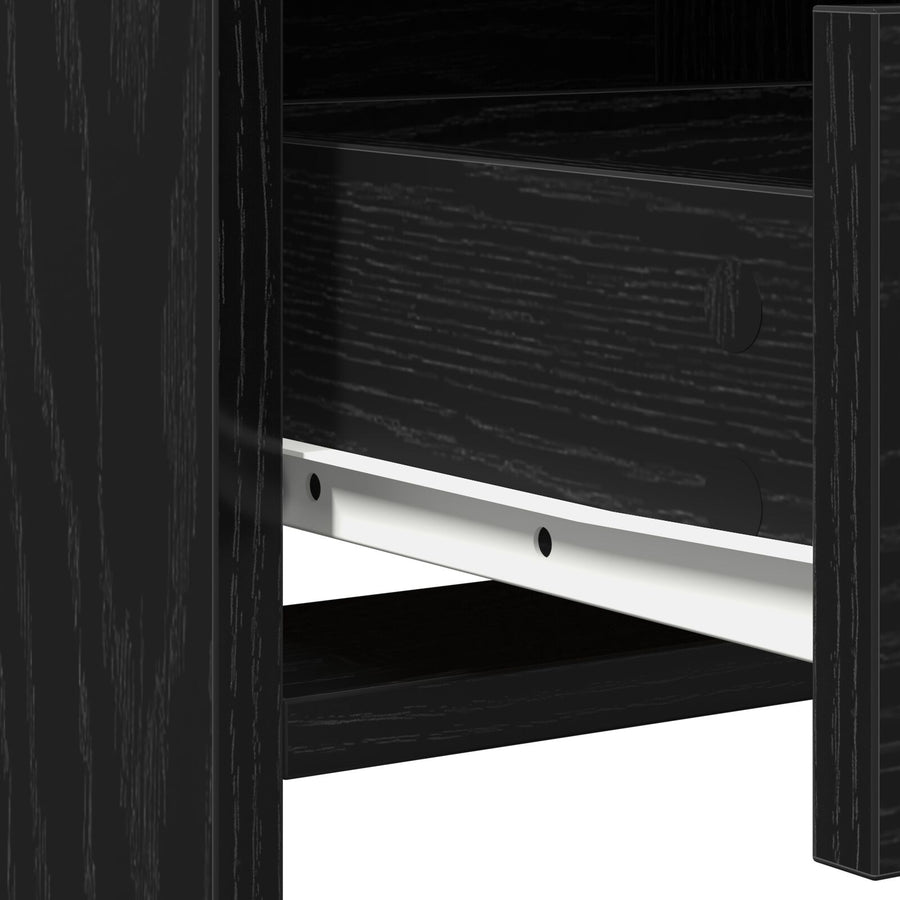 2-Delige Kaptafelset Met Led Zwart Bewerkt Hout
