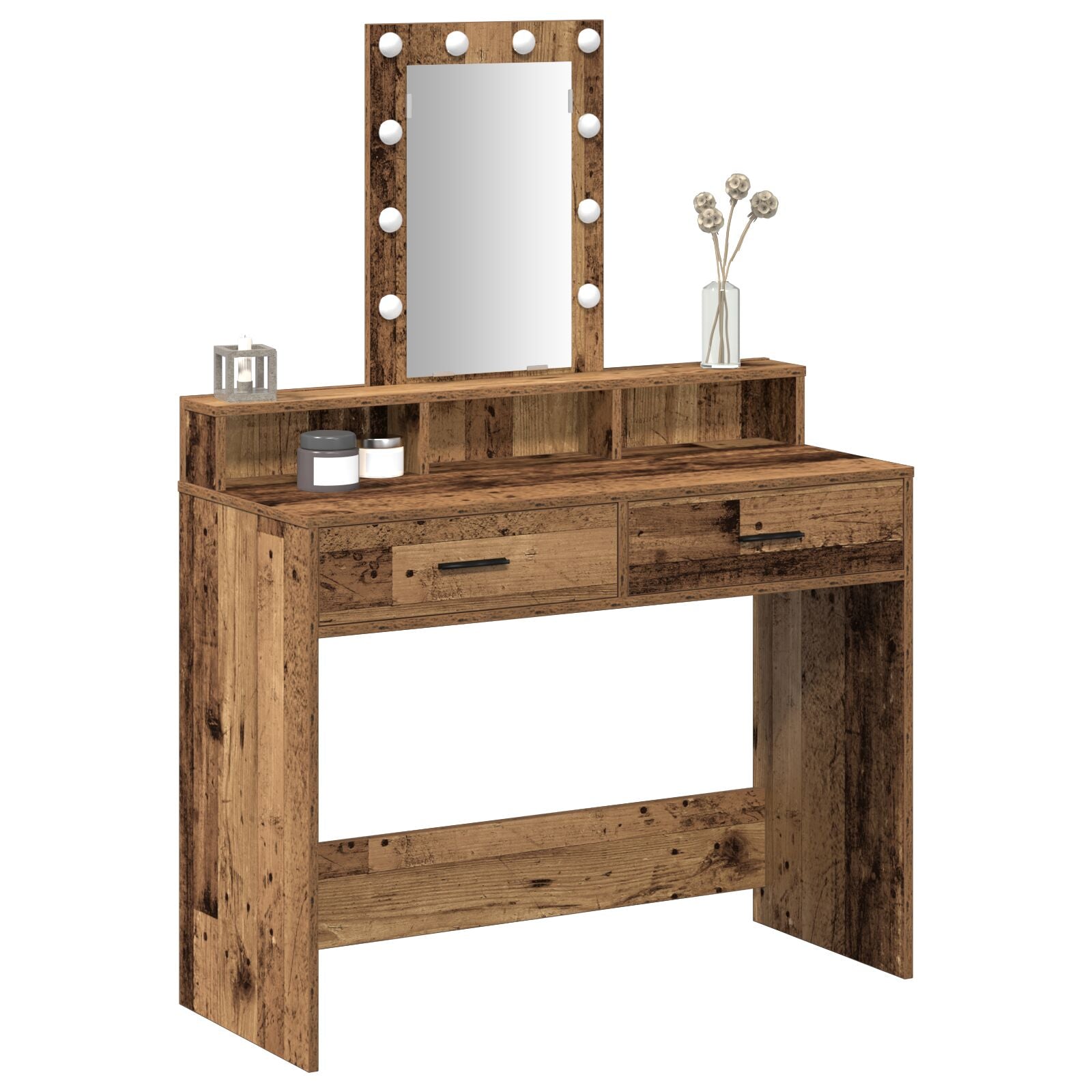 Kaptafel Met Led-Verlichting In Oud hout 100 x 41 x 140 cm