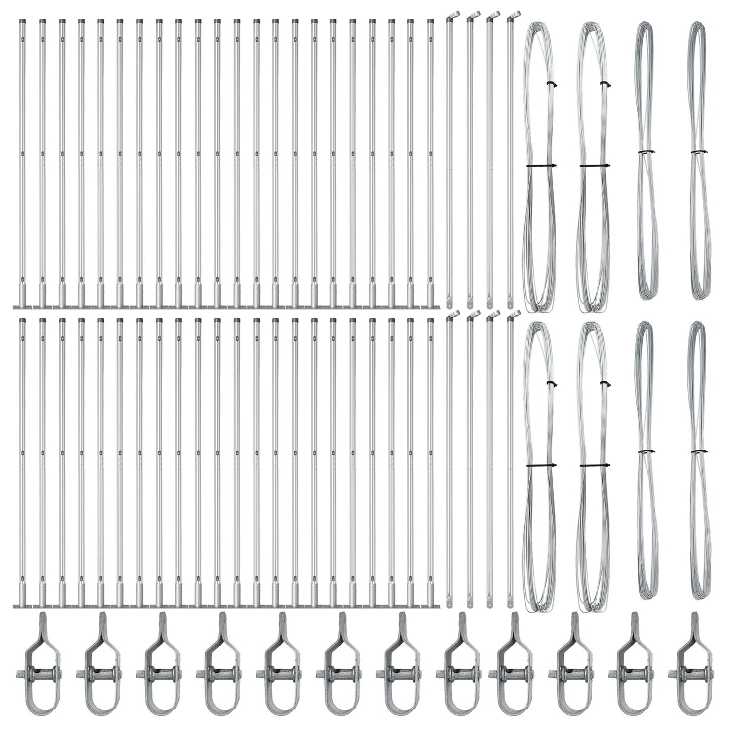 Hekpalen Set Van 104 Gehlavdiseerd Staal 3.2 X 3.2 X 78.5 Cm Gehlaviseerd Staal 150 cm 52x betonnen post