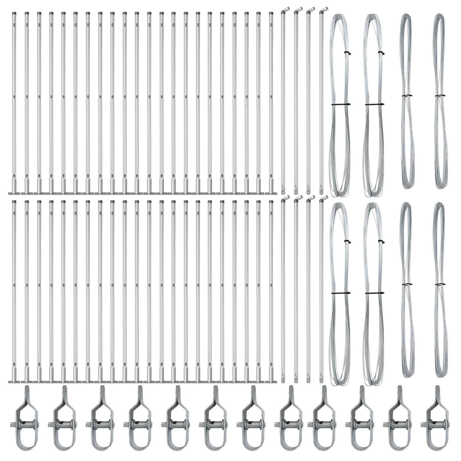 Hekpalen Set Van 104 Gehlavdiseerd Staal 3.2 X 3.2 X 78.5 Cm Gehlaviseerd Staal 150 cm 52x betonnen post