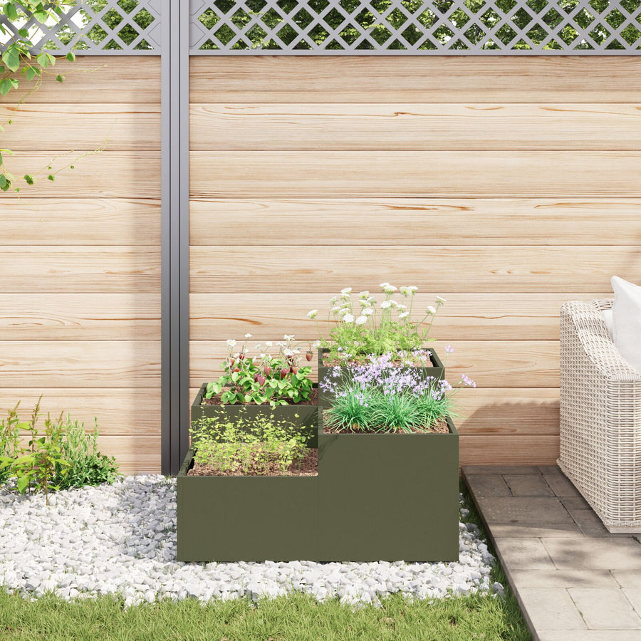 Tuin Plantenbak Olijf Groen Staal Olijfgroen 80 x 80 x 48 cm