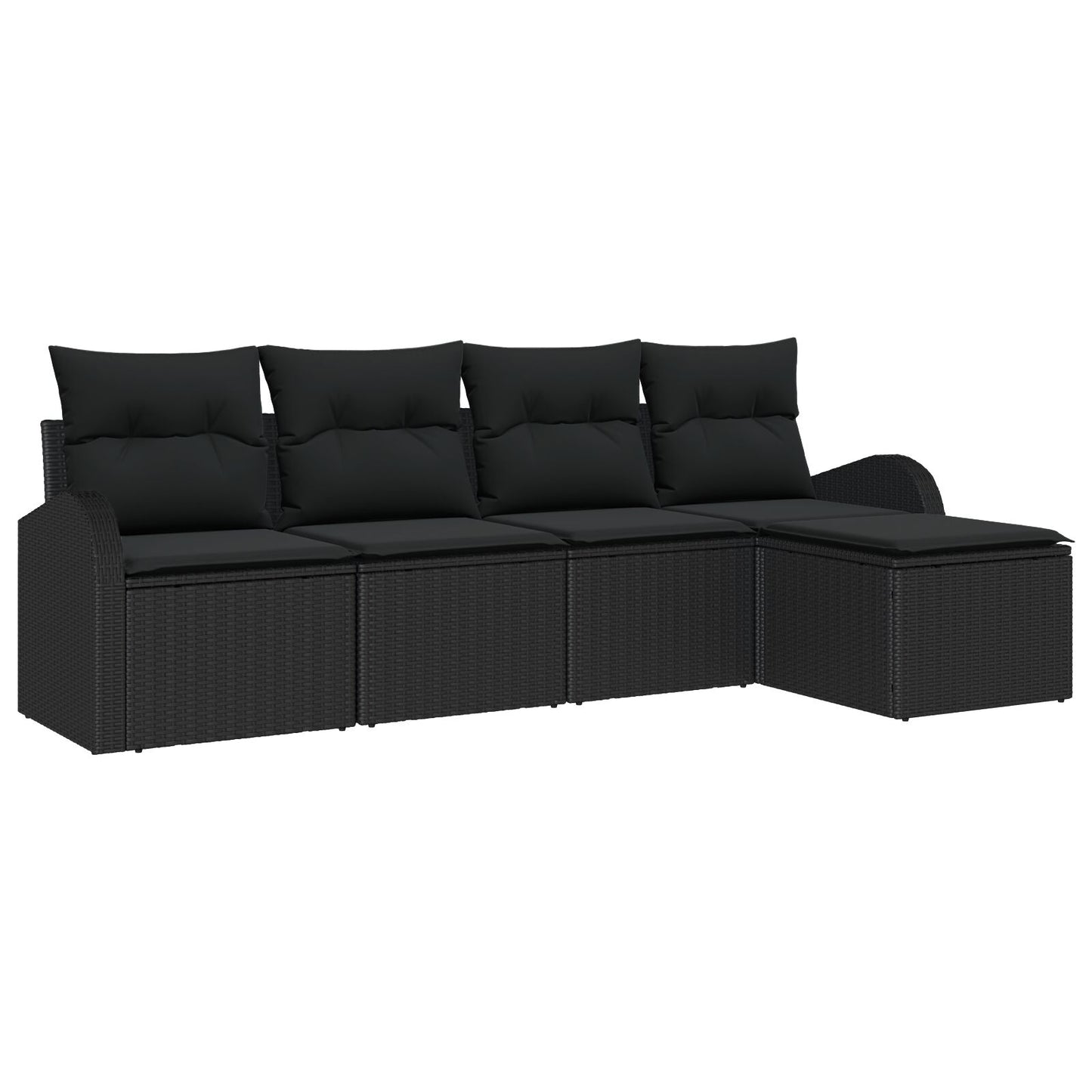 5-Delige Tuin Sofa Set Met Kussens Zwart Poly Rattan