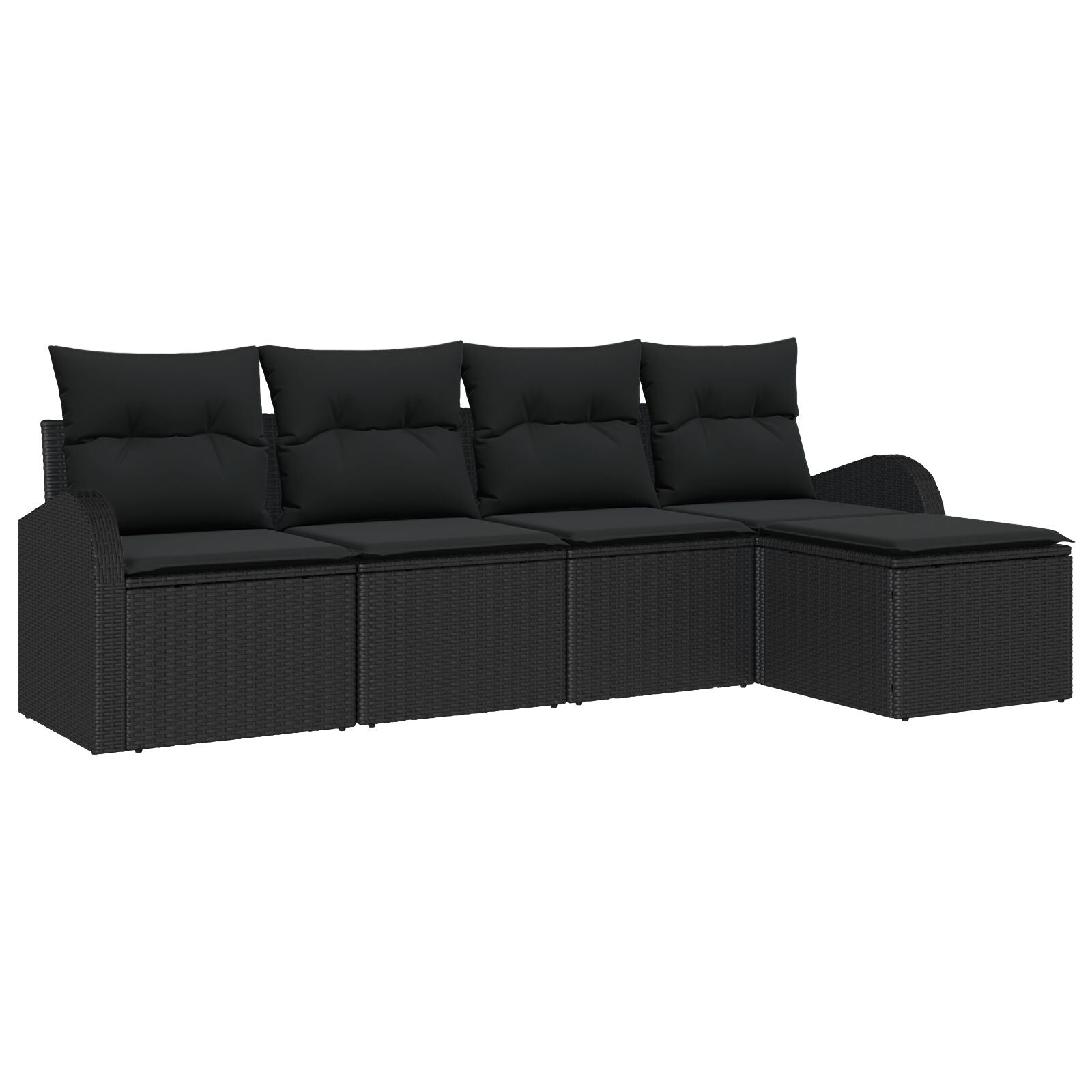 5-Delige Tuin Sofa Set Met Kussens Zwart Poly Rattan