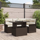 Garden Sofa Set with Cushions 5 pcs Brown Poly Rattan
