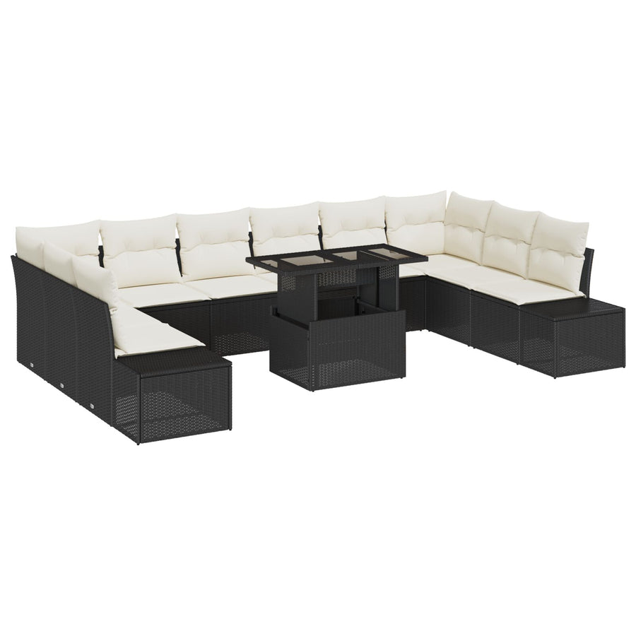 Tuinsofa Set Set Van 11 Crème Kussens, Zwart Frame