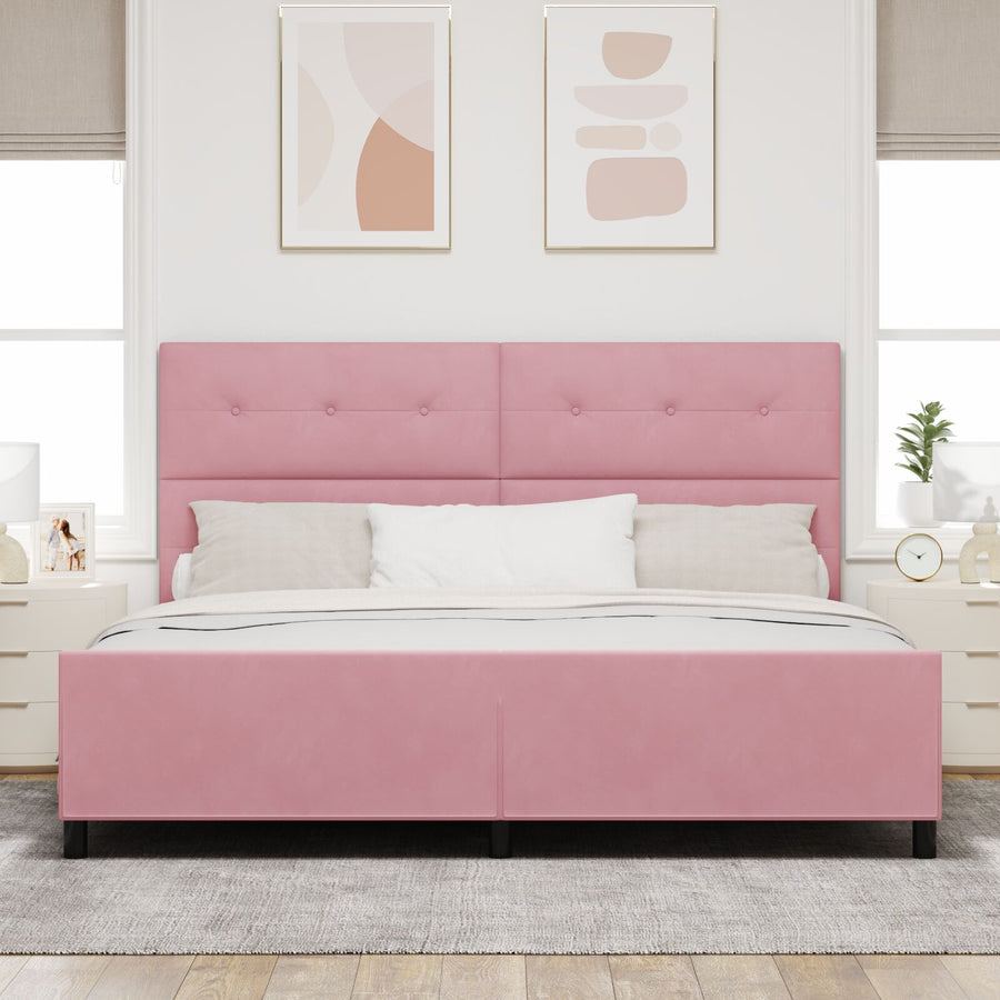 Bedframe Roze 200X200 Cm Fluweel Crème
