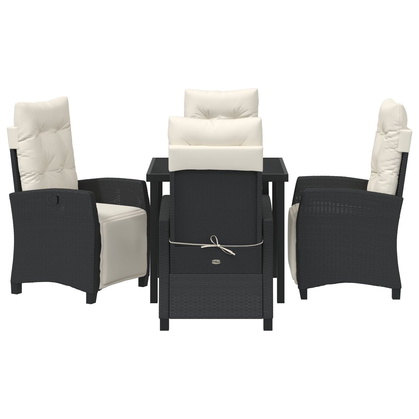 5-Delige Tuin Eet Set Zwart Poly Rattan