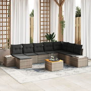 Tuin loungeset 9-delig grijs polyrattan